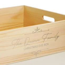 Personalised Christmas Eve Wooden Crate - Scroll Design Cheap