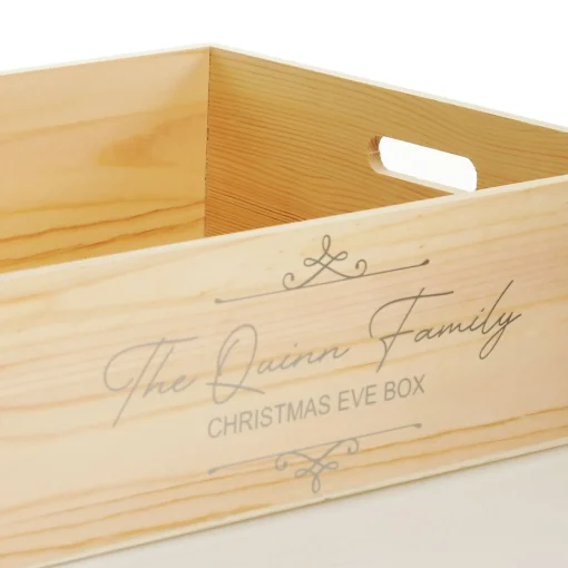 Personalised Christmas Eve Wooden Crate - Scroll Design Cheap
