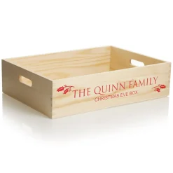 Personalised Christmas Eve Wooden Crate - Holly Design Best