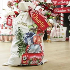Personalised Christmas Vintage Car Santa Sack Discount