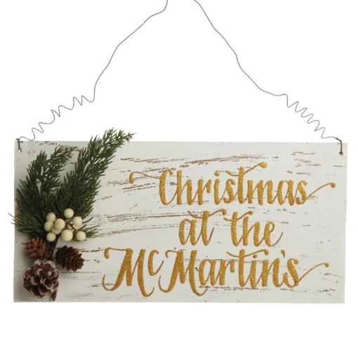 Personalised Country Christmas Wood Plaque with White Berry Fashion