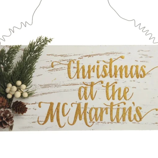 Personalised Country Christmas Wood Plaque with White Berry Fashion