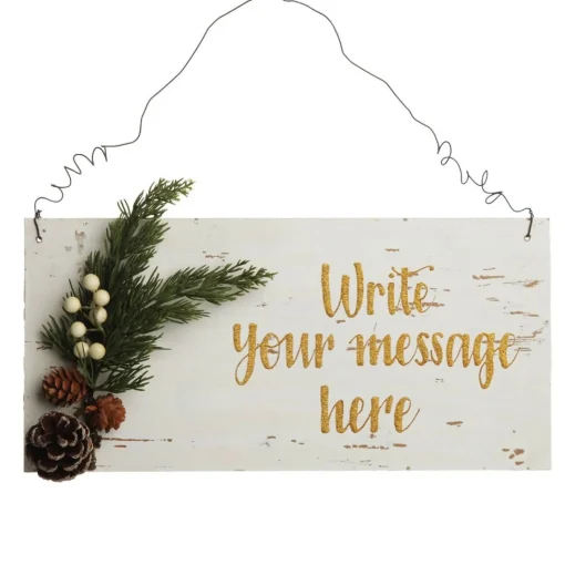 Personalised Country Christmas Wood Plaque with White Berry Fashion