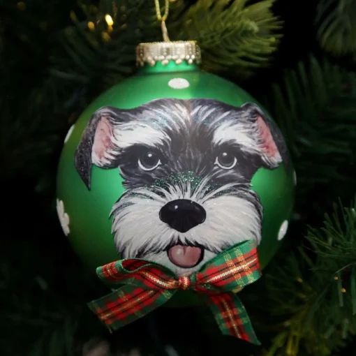 Personalised Dog with Bow Tie Green Christmas Bauble Online