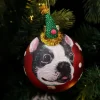 Personalised Dog with Party Hat Red Christmas Bauble Outlet