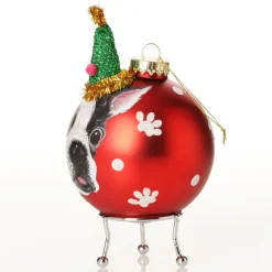 Personalised Dog with Party Hat Red Christmas Bauble Outlet
