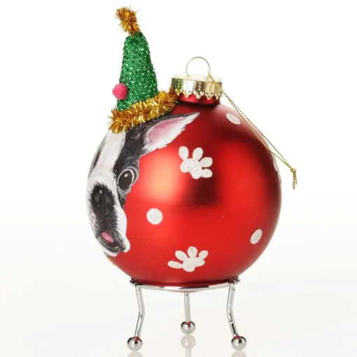 Personalised Dog with Party Hat Red Christmas Bauble Outlet