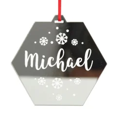 Personalised Etched Hexagon Christmas Decoration Shop