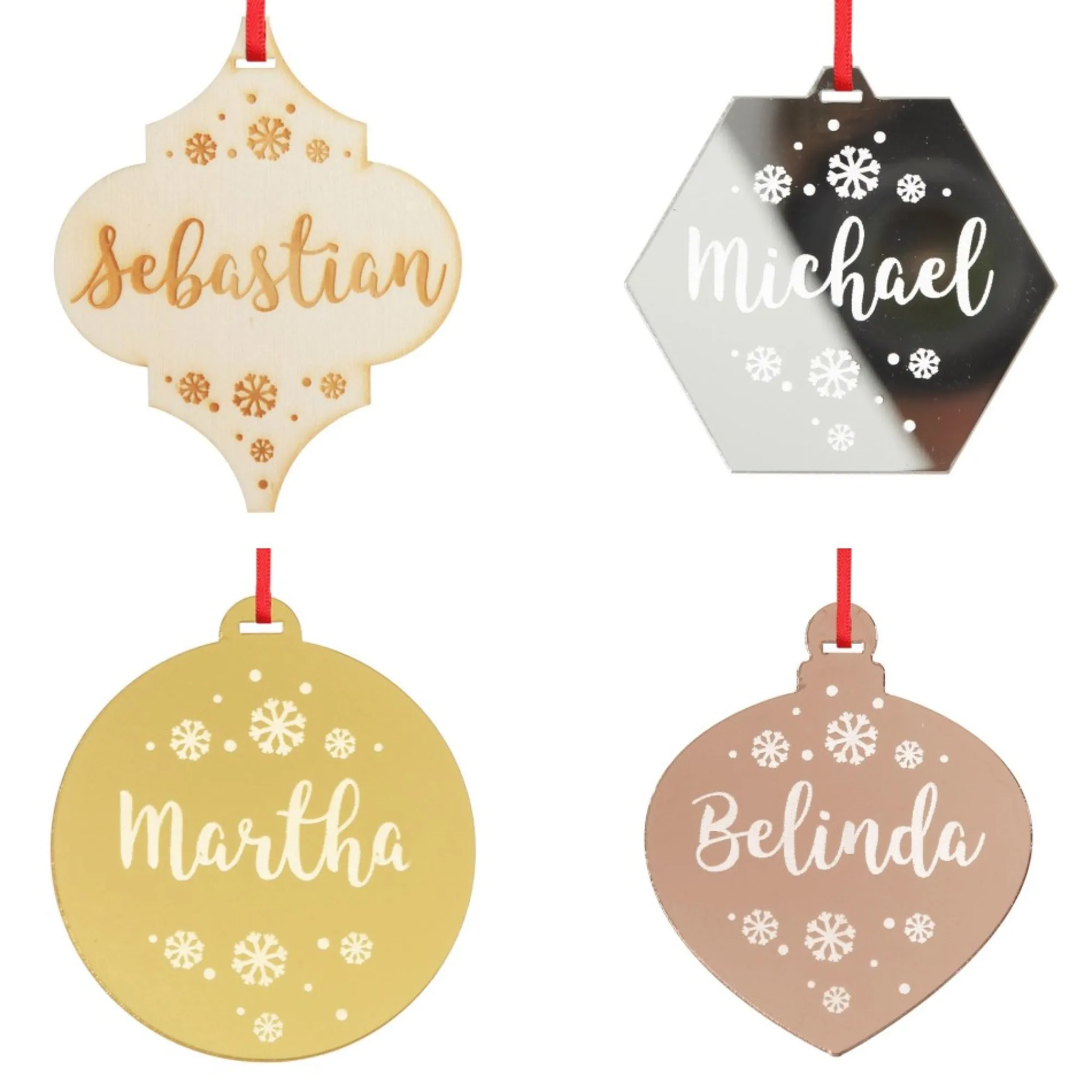 Personalised Etched Hexagon Christmas Decoration Shop