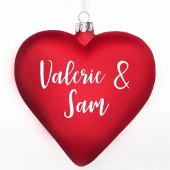 Personalised Frosted Red Glass Heart Fashion