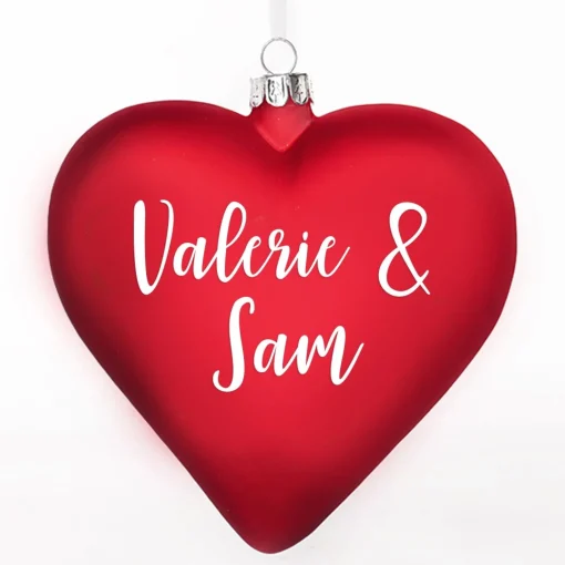 Personalised Frosted Red Glass Heart Fashion