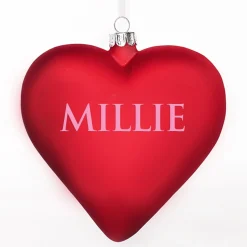 Personalised Frosted Red Glass Heart Fashion