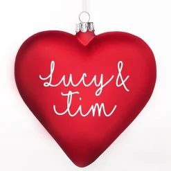 Personalised Frosted Red Glass Heart Fashion