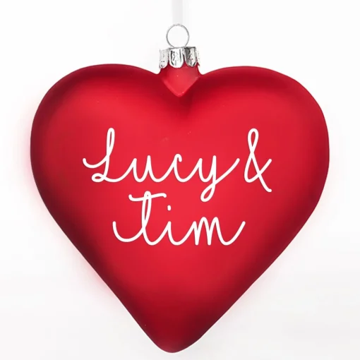 Personalised Frosted Red Glass Heart Fashion