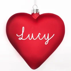 Personalised Frosted Red Glass Heart Fashion