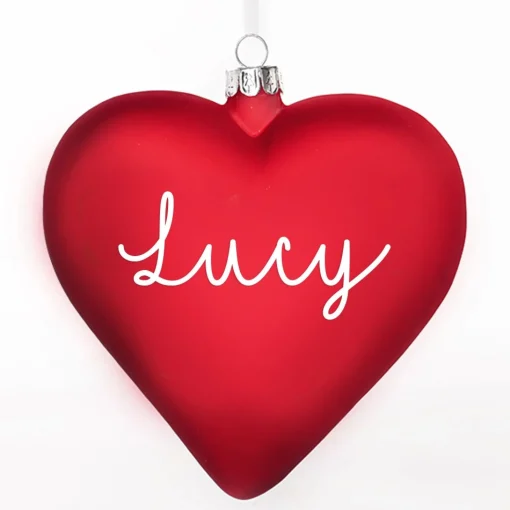 Personalised Frosted Red Glass Heart Fashion