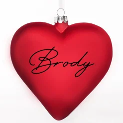 Personalised Frosted Red Glass Heart Fashion