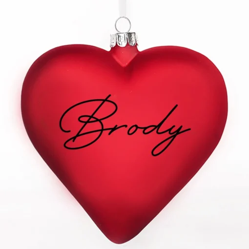 Personalised Frosted Red Glass Heart Fashion