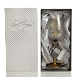 Personalised 'Get into the Christmas Spirits' Wine Glass - Gold Stem Shop