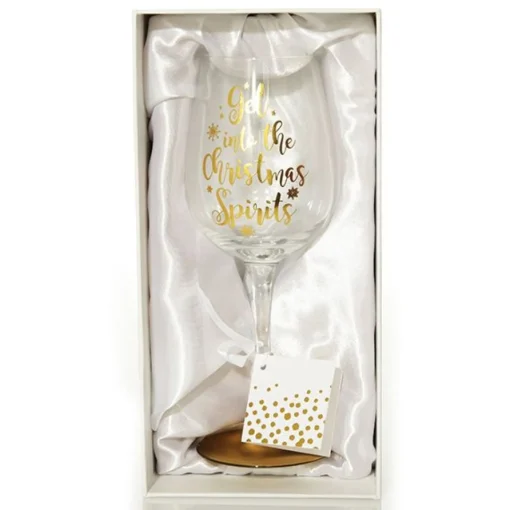 Personalised 'Get into the Christmas Spirits' Wine Glass Online
