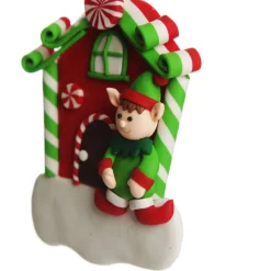 Personalised Gingerbread House Decoration with Boy Elf Outlet