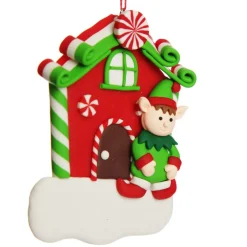Personalised Gingerbread House Decoration with Boy Elf Outlet