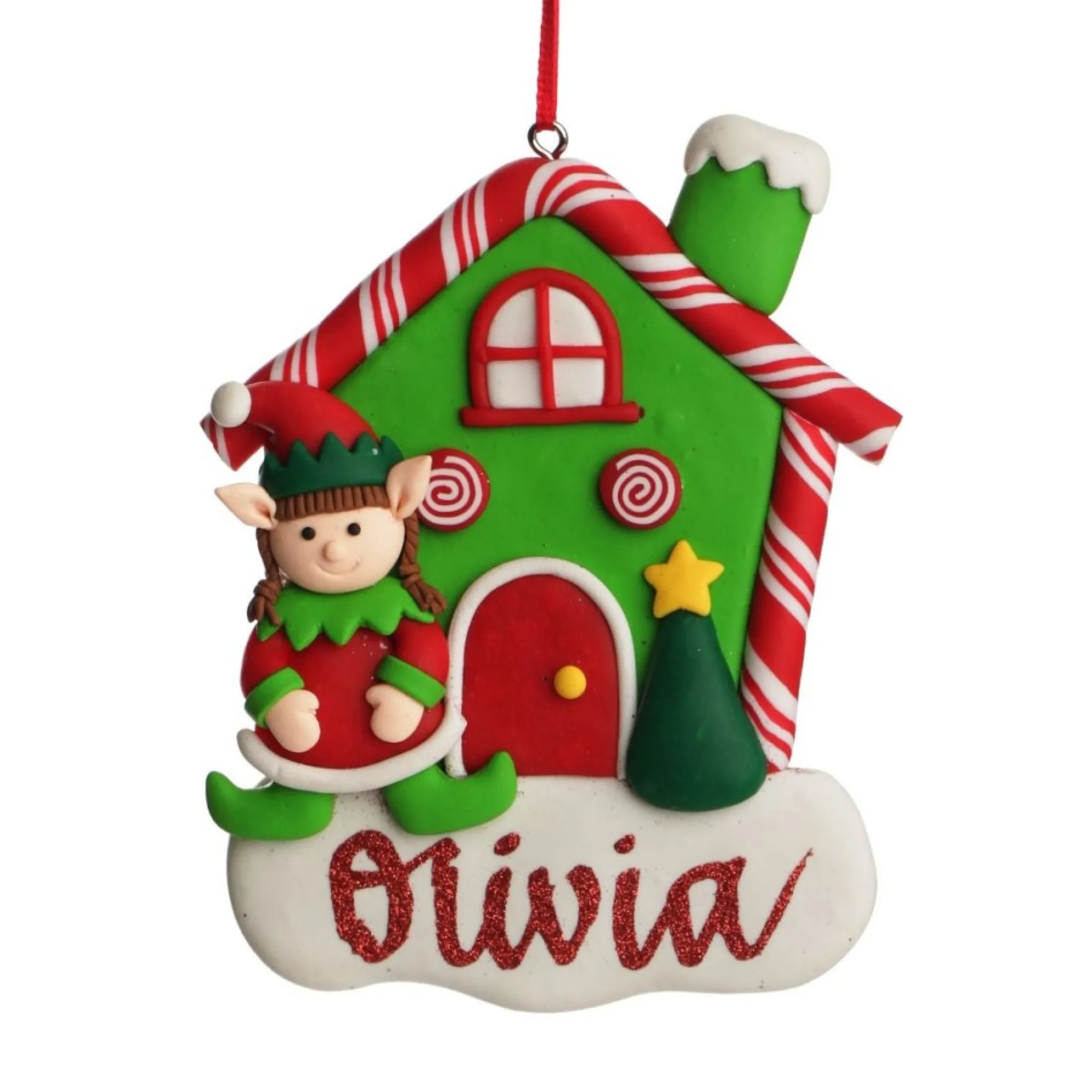 Personalised Gingerbread House Decoration with Girl Elf Flash Sale