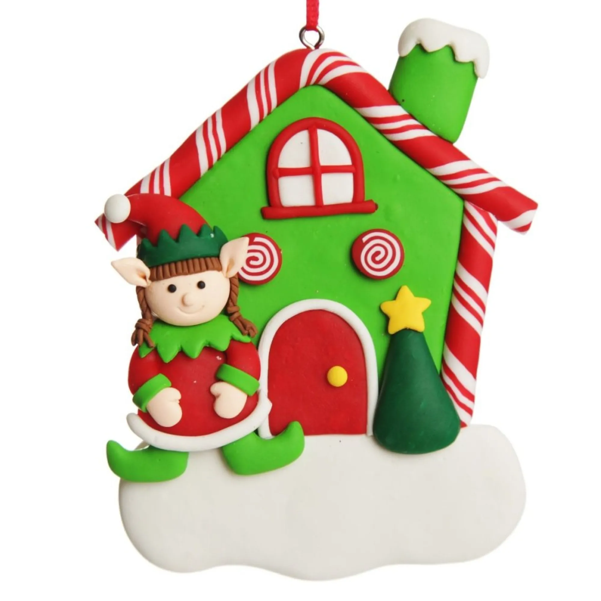 Personalised Gingerbread House Decoration with Girl Elf Flash Sale