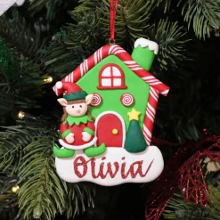 Personalised Gingerbread House Decoration with Girl Elf Flash Sale