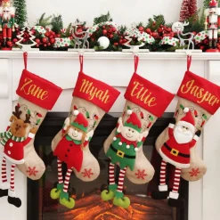 Personalised Girl Elf Christmas Stocking with Dangly Legs Cheap