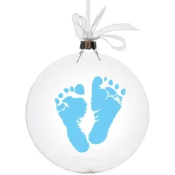Personalised Glass Disc Bauble with Baby Footprints Hot