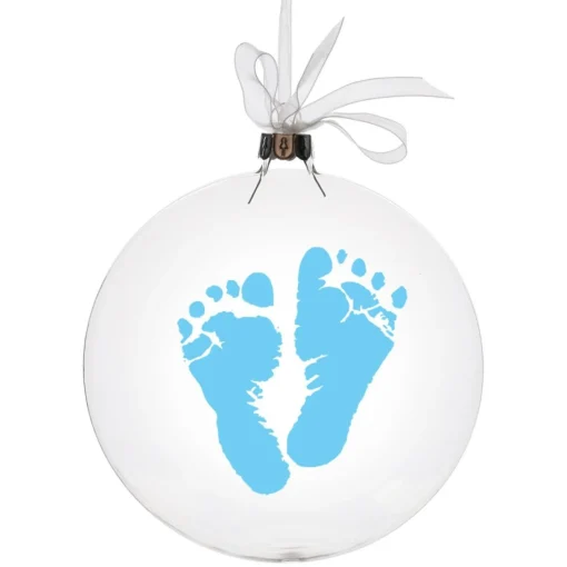 Personalised Glass Disc Bauble with Baby Footprints Hot