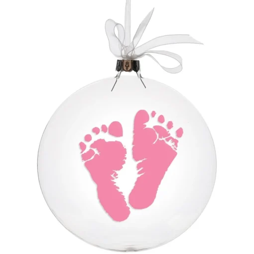 Personalised Glass Disc Bauble with Baby Footprints Hot