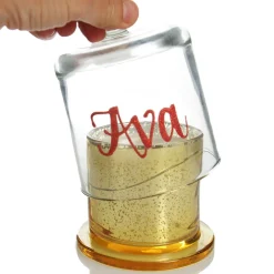 Personalised Gold Scented Christmas Candle with Glass Cloche Sale