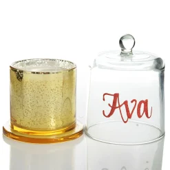 Personalised Gold Scented Christmas Candle with Glass Cloche Sale