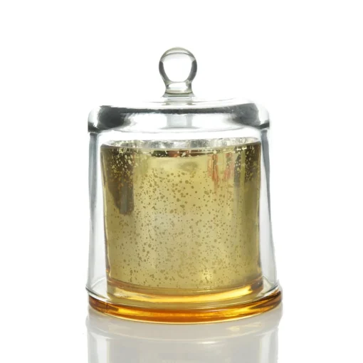 Personalised Gold Scented Christmas Candle with Glass Cloche Sale