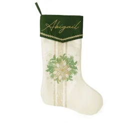 Personalised Green and Gold Mistletoe Christmas Stocking Best Sale