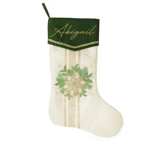 Personalised Green and Gold Mistletoe Christmas Stocking Best Sale