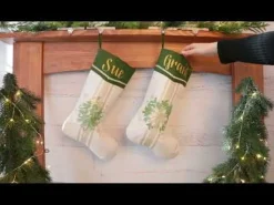 Personalised Green and Gold Poinsettia Christmas Stocking Best Sale