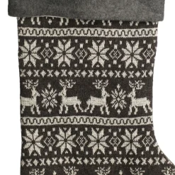 Personalised Grey Knitted Christmas Stocking Hot