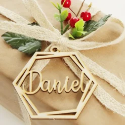 Personalised Hexagonal Laser Cut Christmas Decoration Cheap