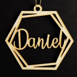 Personalised Hexagonal Laser Cut Christmas Decoration Cheap