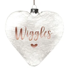 Personalised Icicle Glass Heart - All i need is Love and a Cat Clearance