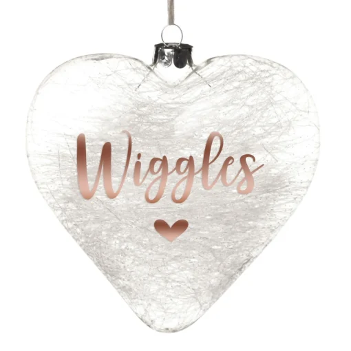 Personalised Icicle Glass Heart - All i need is Love and a Cat Clearance