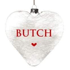 Personalised Icicle Glass Heart - All i need is Love and a Cat Clearance
