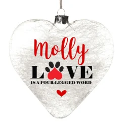 Personalised Icicle Glass Heart - Love is a Four Legged Word Sale