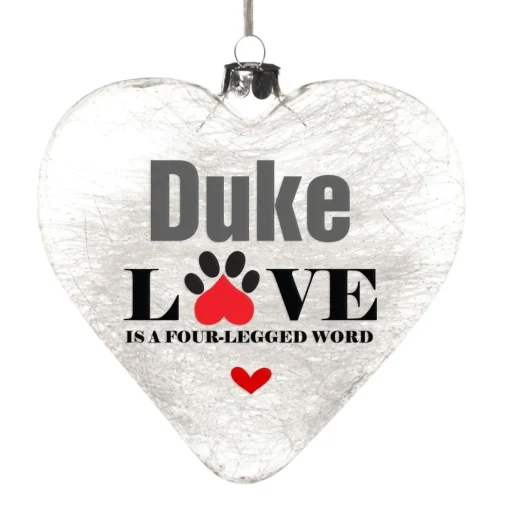 Personalised Icicle Glass Heart - Love is a Four Legged Word Sale