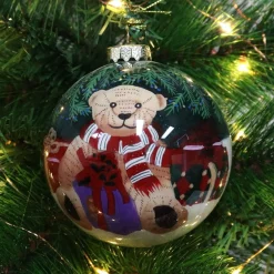 Personalised Inside Painted Teddy Bear Christmas Bauble Cheap