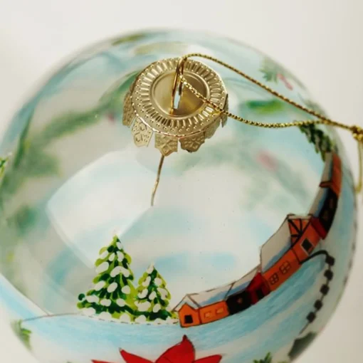 Personalised Inside Painted Poinsettia House Christmas Bauble Best