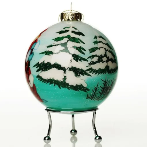 Personalised Inside Painted Santa with Reindeer Christmas Bauble Clearance